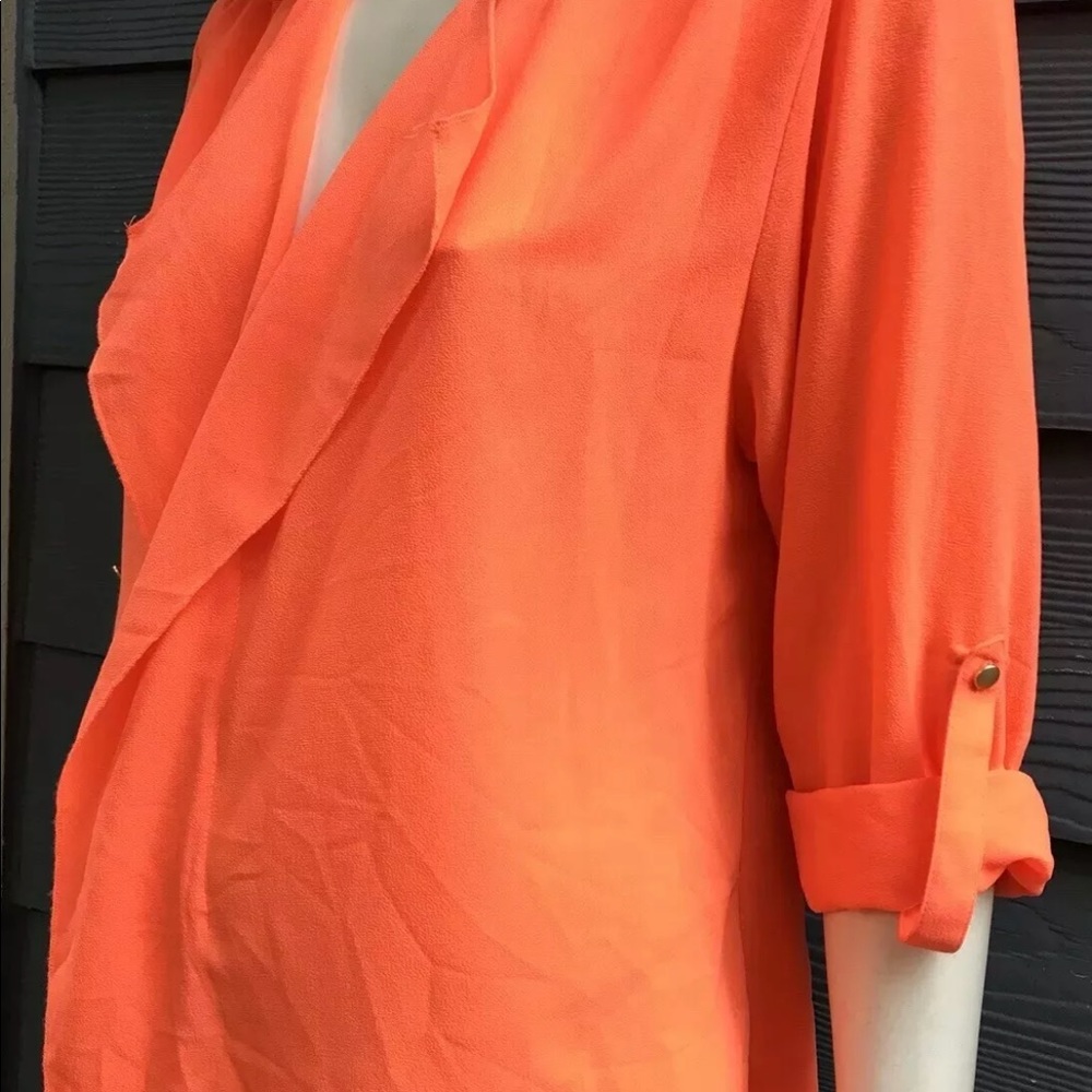 Alberto Makali Women Top Sz L Orange Roll on Slv - Picture 4 of 8